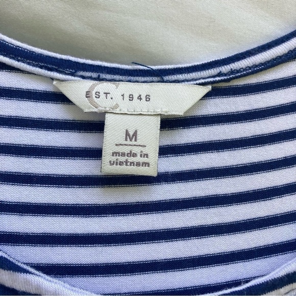 EST 1946 blue and white striped dress with tie in front, size medium - Picture 5 of 7